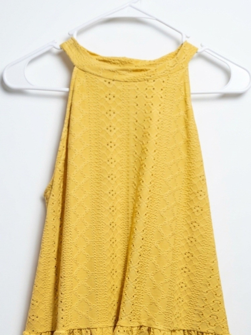 W5 Mustard Yellow Eyelet Halter Tank